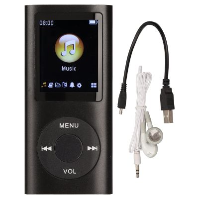 EIMSOAH MP3 Player, Stylish Multifunctional Lossless Sound Slim 1.8 Inch LCD Screen Portable MP3 Music Player, for Hiking Traveling Sports (Black)