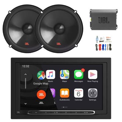 7 Touchscreen Double-DIN Bluetooth AM/FM Receiver, 2X 6.5 2-Way 250 Watt Peak Power Car Audio Speakers, Amplifier w/Install Kit