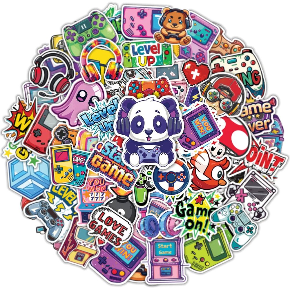 100pcs Gaming Stickers  Gamer Waterproof Vinyl Sticker for Kids, Teens, Laptop, Water Bottle, Phone, Skateboard, Console