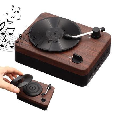 5.0 Turntable With 2 Built-In Stereo Speakers, Portable Music Player Supports Tf Card & Aux In, Retro Vinyl Record Player, Vintage Wood Grains