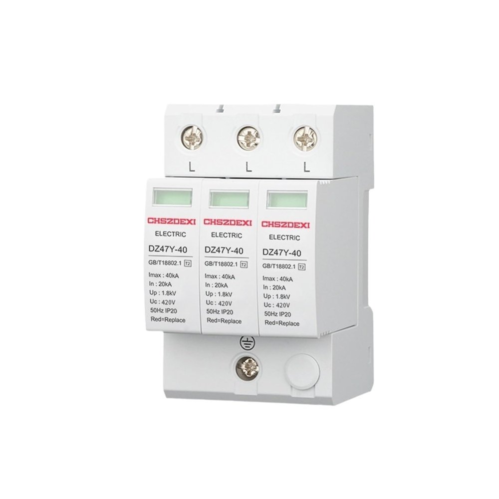 VBTCKZYXN Industrial Power Supply Lightning Protector Low Voltage Electric Cabinet 380V Lightning Arrester Surge Protection Module Secondary 220V Industrial Household(3P-40KA)