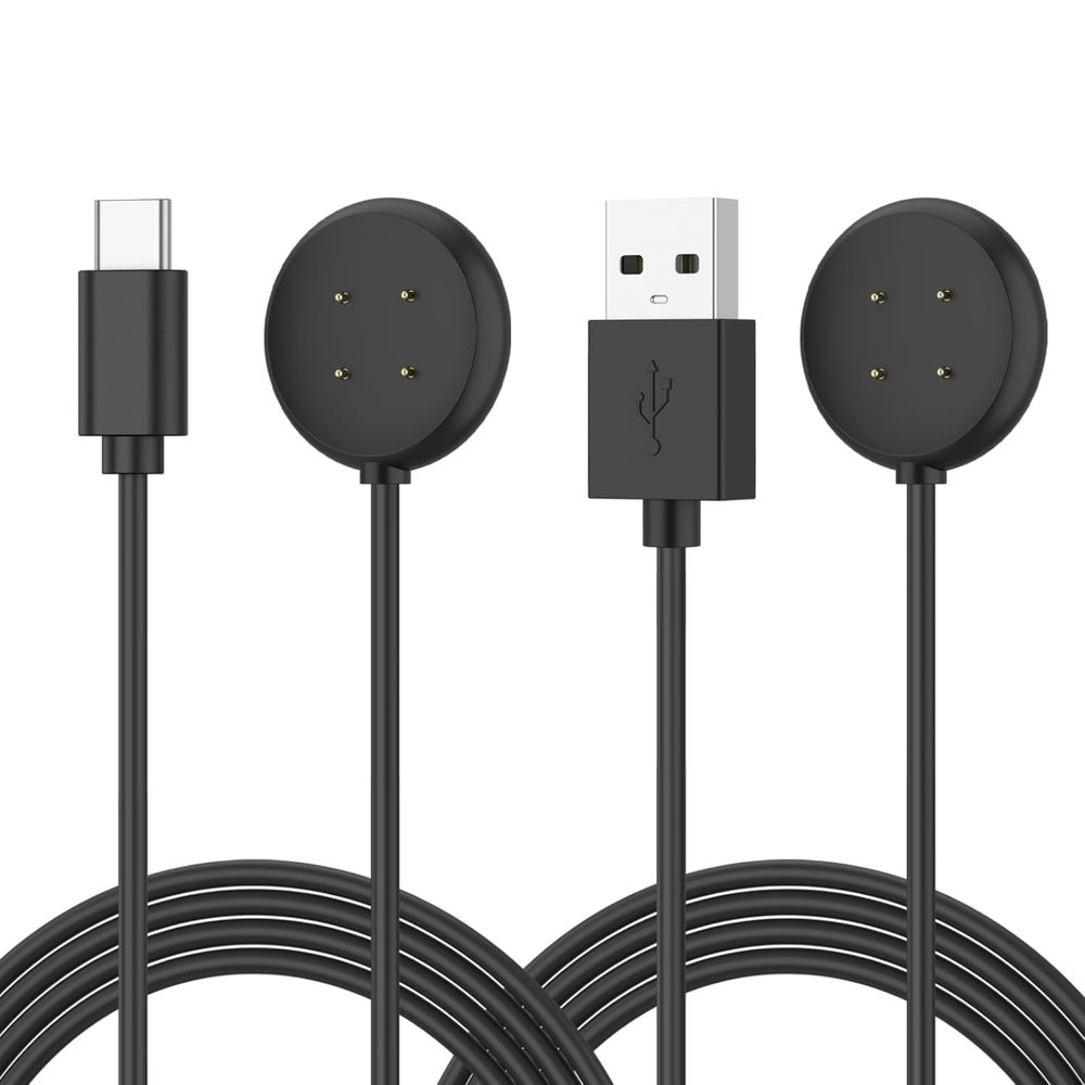 2 Pack USB A+USB C Magnetic Charger Cable for Google Pixel Watch 3 / Pixel Watch 2 Charger, Fast Charging Cable Cord Magnetic Dock Stand for Pixel 2/3 (Black/Black)