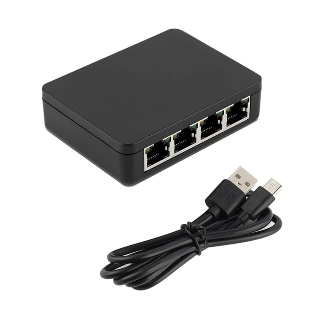 1 to 4 Gigabit Ethernet Splitter 1000Mbps RJ45 Hubs for Connecting Multiple Devices Like Computers and TVs USB C Powered Splitter