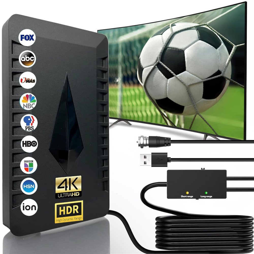 2026 Upgraded HD TV Antenna, 2500+ Miles Range Indoor Outdoor Digital TV Antenna for Smart TV, Support 4K 1080p Fire tv Stick and Old TVs HDTV Local Channels with Signal Booster - 35ft Long Cables