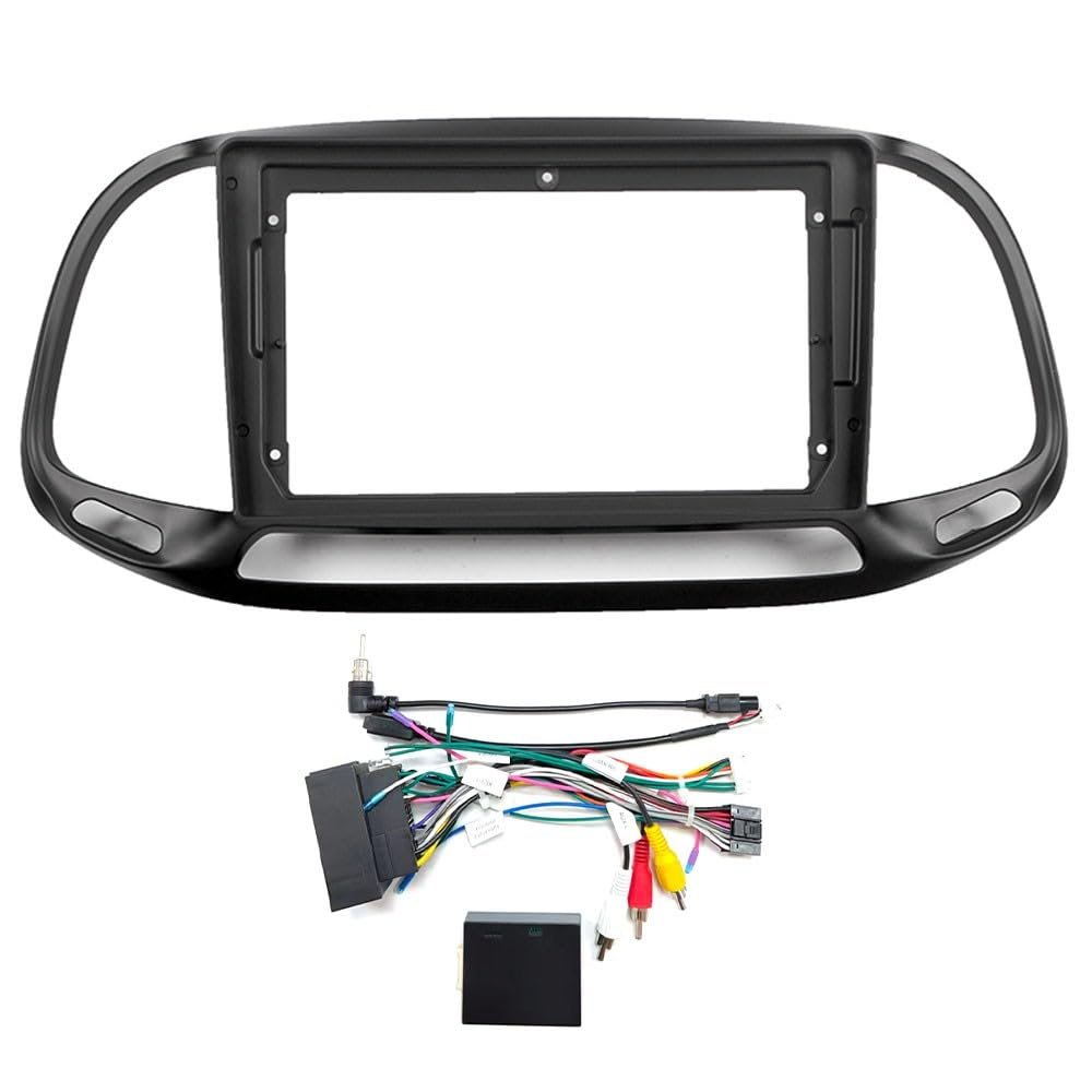 9" Car Radio Frame Bracket Stereo Mounting Frame with Wiring Harness Compatible with Fiat Doblo 2016 2017 2018 2019