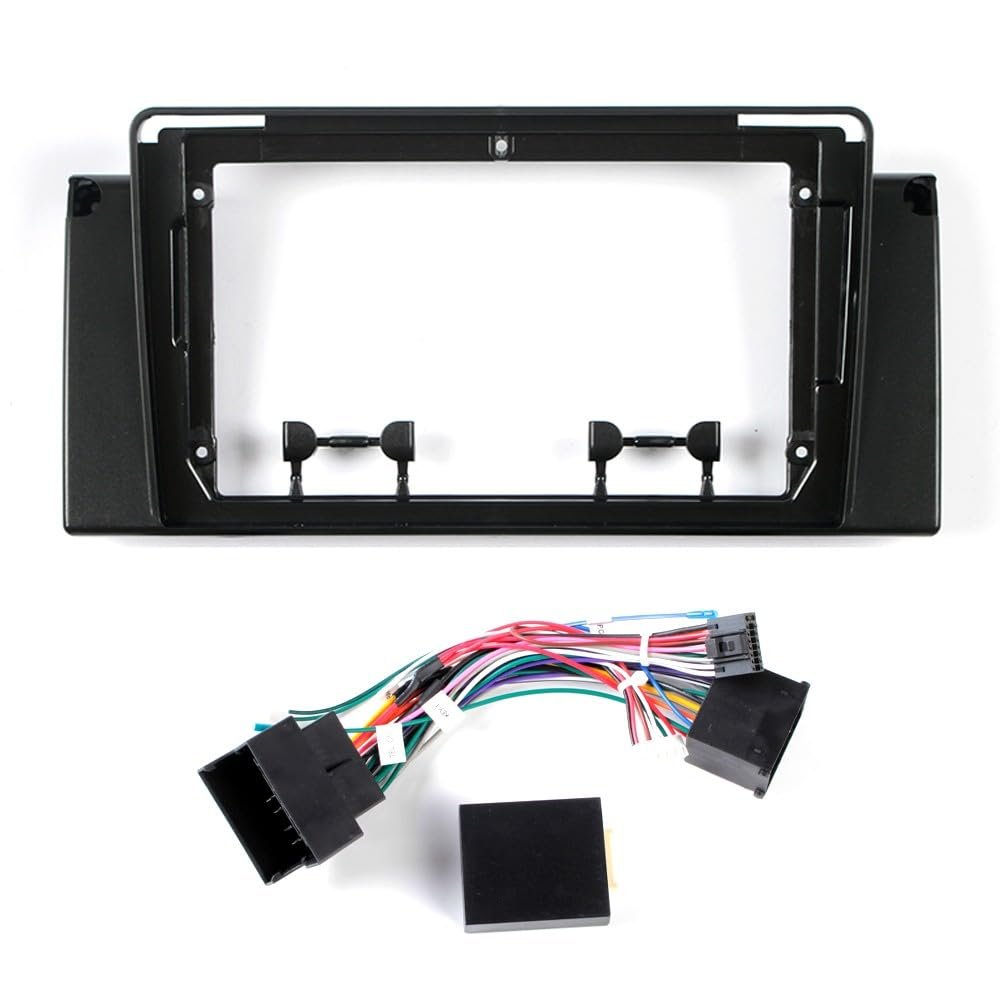 9" Car Radio Frame Bracket Stereo Mounting Frame with Wiring Harness Compatible with BMW X5(E53) 1999 2000 2001 2002 2003 2004 2005 2006