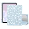 AdorableWhimsy Winter Snowflakes Case for iPad 9th/7th/8th Generation (2021/2020/2019, 10.2 Inch) Christmas Cute Design Aesthetic Girly Trifold Stand Pink Leather Cover Clear Back view 1