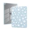 AdorableWhimsy Winter Snowflakes Case for iPad 9th/7th/8th Generation (2021/2020/2019, 10.2 Inch) Christmas Cute Design Aesthetic Girly Trifold Stand Pink Leather Cover Clear Back view 2