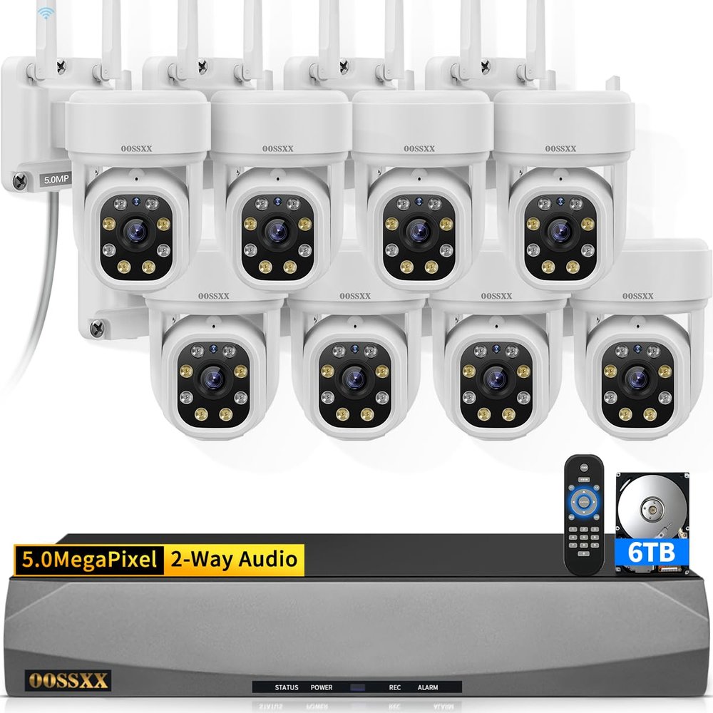 (2026 Update 90 Days Storage) 5MP PT Wireless Security Camera System with AI Human Tracking, Dual-Band 2.4G&5G WiFi, 130 Wide Angle, 2-Way Audio, No Monthly Fee, Outdoor Home Security Kit