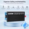 2200W Pure Sine Wave Power Inverter 12V to 110V/120V DC to AC with LCD Display, Remote Controller 2 x AC Outlets & 2.4A USB Car Adapter for Car Truck Boat RV Solar System view 2