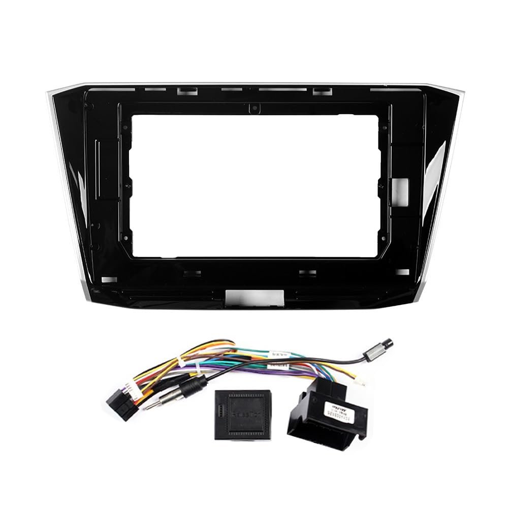 10" Car Radio Frame Bracket Stereo Mounting Frame with Wiring Harness Compatible with VW Passat 2016 2017 2018 2019