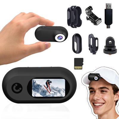 Xilecam Mini BOD Cam Wearable Body Worn Action Camera, Thumb Size Helmet Camera Comes with Various Portable Stands Suitable for Recording Work and Life, As a Creative Gift for Him or Her(Black)