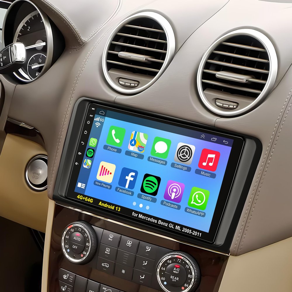 GPS Car Radio for Mercedes Benz GL ML Class W164 X164 ML350 ML500 ML280 GL320 GL350 GL450 2005-2011, Support Wireless A-pple Carplay/Android Auto, Mirrorlink,4G+64G, Backup Camera