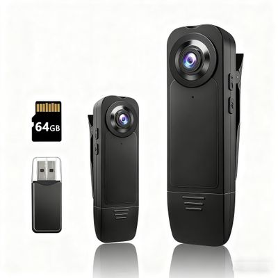 Mini Body Camera 1080P Police Body Camera with Memory Card,Body Worn Cam,Premium Portable,Wearable Patrol Video Recording Camcorder for Work Records,Guard (64GB)