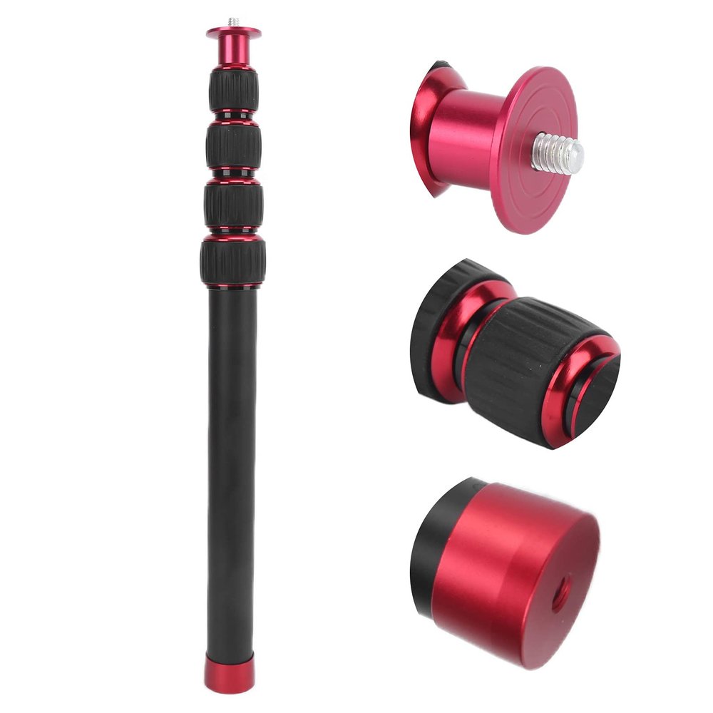 Luqeeg Camera Monopod Stand, 5 Extension Pipes 13.2-42.5in Adjustable Monopie Lr255 Aluminum Alloy Powerful Loading with Knob Lock System 1/4in Screw Tripod Extension for Hiking
