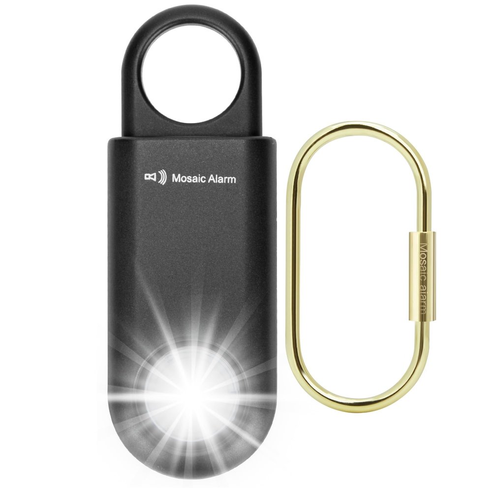 135dB Rechargeable Personal Safety Alarm Strobe Light Flashlight Keychain Siren for Women, Girls, College, School Students Emergency SOS Alerts Loud Sound Hiking Alarm Torchlight Bear Deterrent. Black