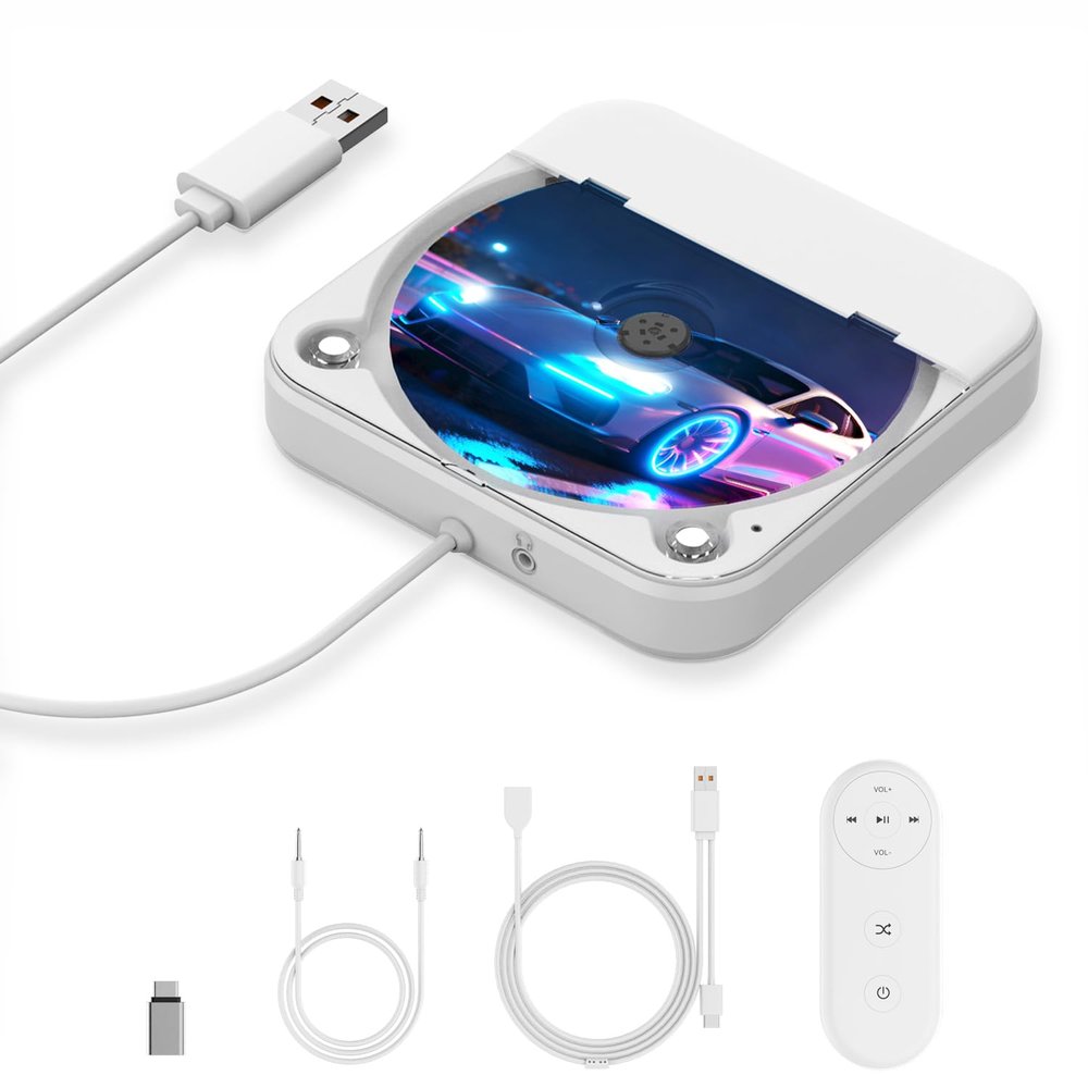 External CD Player for Car, MONODEAL Portable Car CD Players with AUX Cable & Remote Control, Universal USB CD Player for Vehicle, Laptop, TV, Computer, for Android 4.4 and Above Navigation