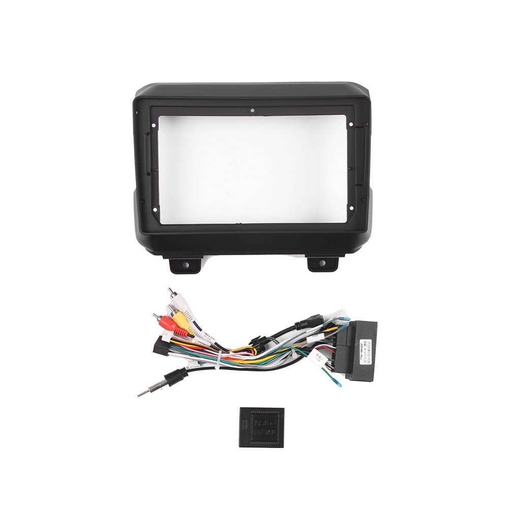 10" Car Radio Frame Bracket Stereo Mounting Frame with Wiring Harness Compatible with Jeep Wrangler 2018 2019 2020