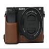 A6400 Case, PU Flat Leather Camera Bag Bottom Opening Half Body Case Cover Shell for Sony Alpha A6400 with Hand Wrist Strap (Coffee) view 1