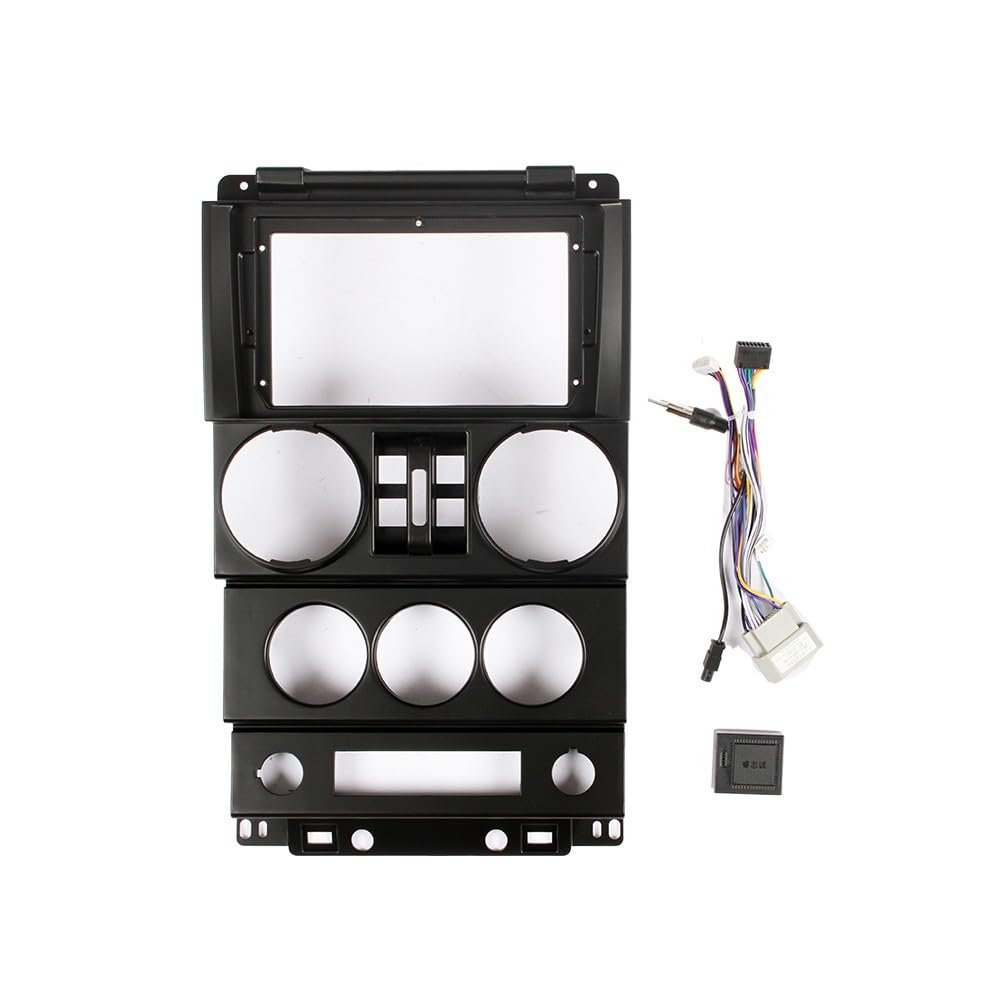 9" Car Radio Frame Bracket Stereo Mounting Frame with Wiring Harness Compatible with Jeep Wrangler 2008 2009 2010 4 Door
