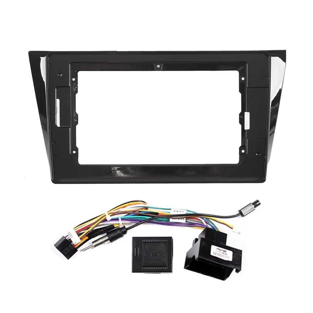10" Car Radio Frame Bracket Stereo Mounting Frame with Wiring Harness Compatible with Vw Bora C-Trek 2016 2017 2018 2019