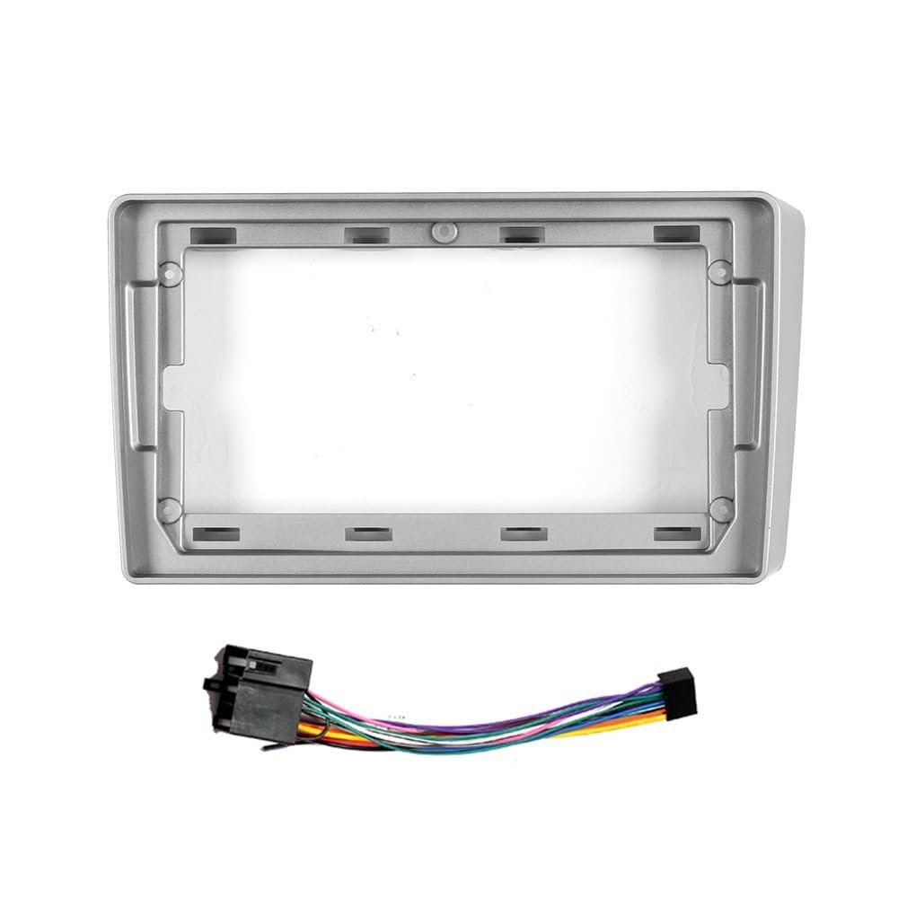 9" Car Radio Frame Bracket Stereo Mounting Frame with Wiring Harness Compatible with Hyundai Getz 2004 2005 2006 LHD Silver