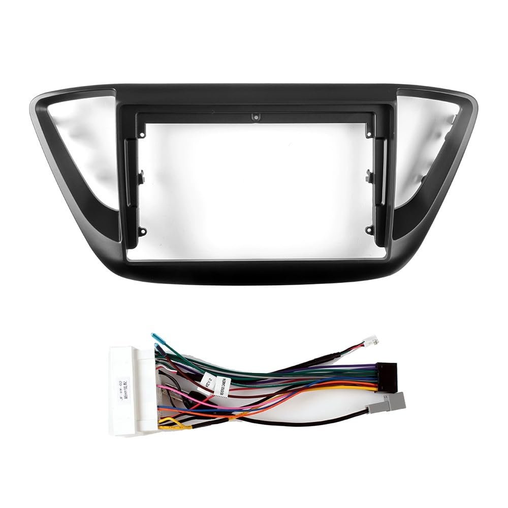 9" Car Radio Frame Bracket Stereo Mounting Frame with Wiring Harness Compatible with Hyundai Accent/Verna 2018+