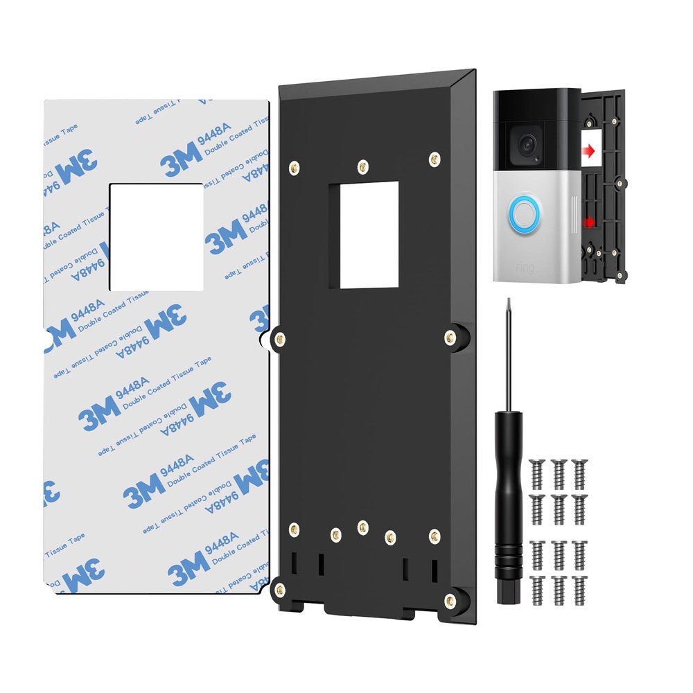 Adhesive Doorbell Bracket Compatible with Video Doorbell 1/2/3/3 Plus/4/ (2020 Release) Wireless No-Drill Ring Doorbell Mount, Strong 3M Mounting Plate Holder Accessories for Houses & Apartments