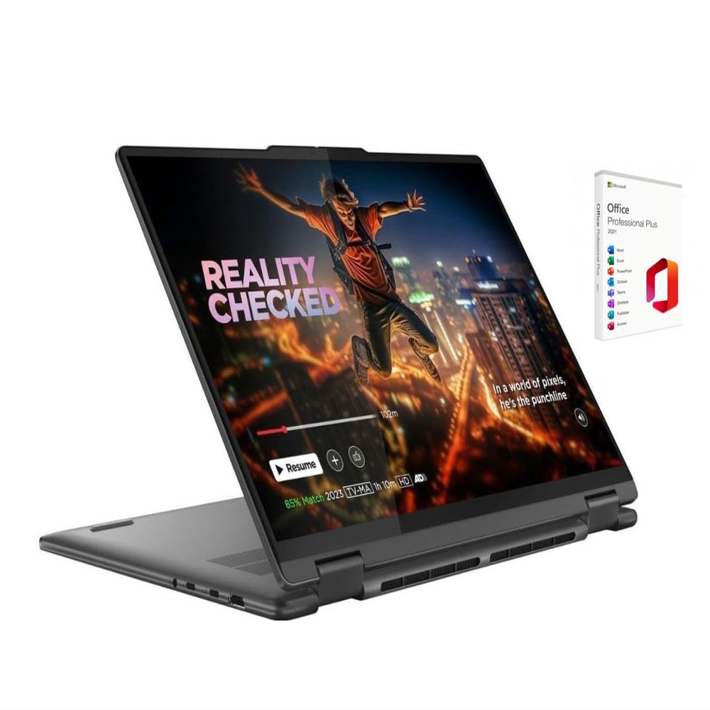Lenovo Yoga 2 in 1 16" 2K Touchscreen Laptop | Intel Core Ultra 7 155U | Intel HD Graphics | Backlit | Fingerprint | 16GB RAM DDR5 | 1024GB SSD | Windows 11 Pro | Bundle with Office 2021