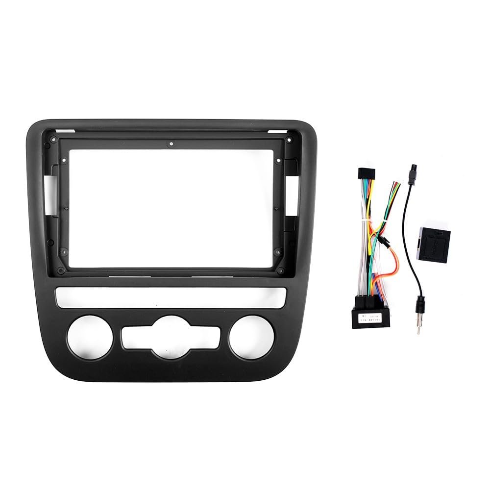 9" Car Radio Frame Bracket Stereo Mounting Frame with Wiring Harness Compatible with VW Scirocco 2009 2010 2011 2012 2013 2014 at