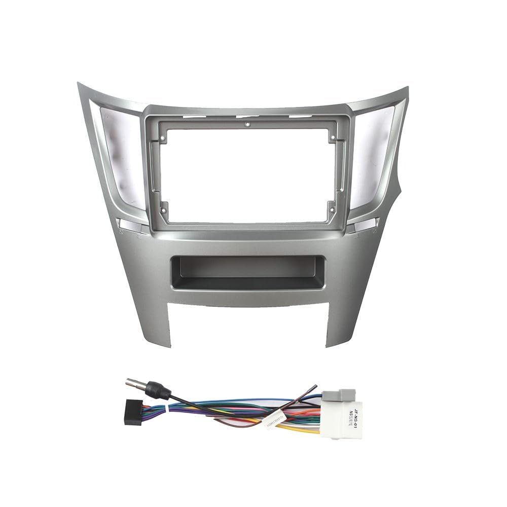 9" Car Radio Frame Bracket Stereo Mounting Frame with Wiring Harness Compatible with Subaru Legacy/Outback 2009 2010 2011 2012 2013 2014 Silver