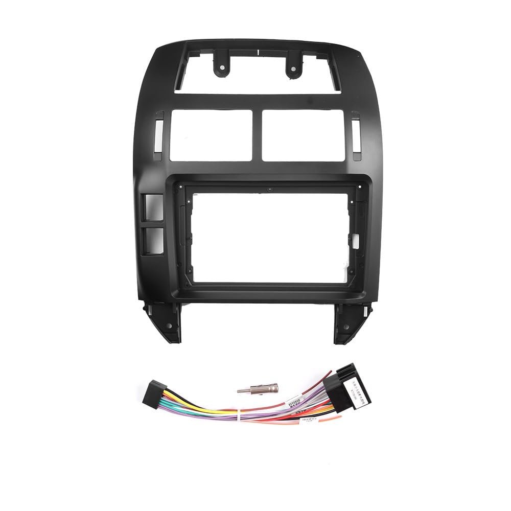 9" Car Radio Frame Bracket Stereo Mounting Frame with Wiring Harness Compatible with VW Polo 2004 2005 2006 2007 2008 2009 2010 2011