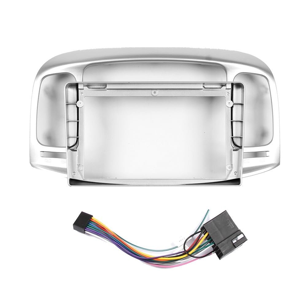 9" Car Radio Frame Bracket Stereo Mounting Frame with Wiring Harness Compatible with Hyundai Accent 2008 2009 2010 2011 Silver