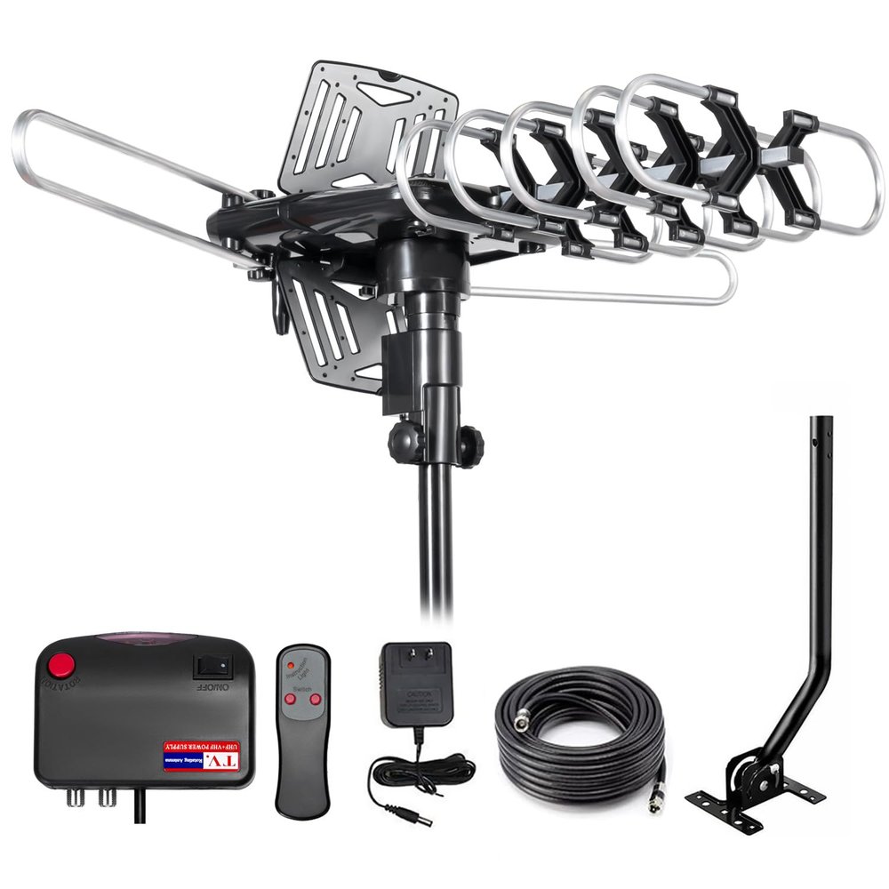 2026 Upgraded Outdoor TV Antenna for Smart TV,360 Omni-Directional Reception Long 150+ Miles Range Enhance VHF&UHF 4K Ready HDTV Antenna with Added Stability for Outdoor/Attic- 25ft RG6 Coax Cable