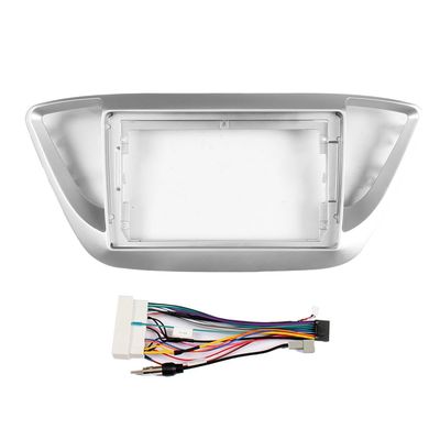 9" Car Radio Frame Bracket Stereo Mounting Frame with Wiring Harness Compatible with Hyundai Verna 2016 2017 2018 Silver