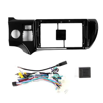 9" Car Radio Frame Bracket Stereo Mounting Frame with Wiring Harness Compatible with Toyota Prius C 2012 2013 2014 UV Black LHD