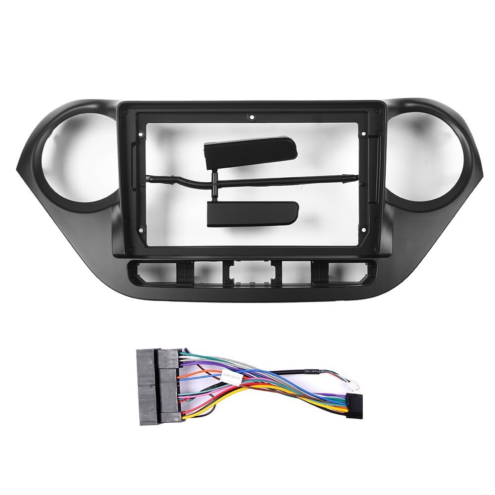 9" Car Radio Frame Bracket Stereo Mounting Frame with Wiring Harness Compatible with Hyundai I10 2013 2014 2015 2016 2017 RHD