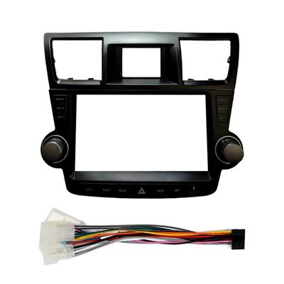 10" Car Radio Frame Bracket Stereo Mounting Frame with Wiring Harness Compatible with Toyota Highlander Kluger 2007 2008 2009 2010 2011 2012 2013 2014