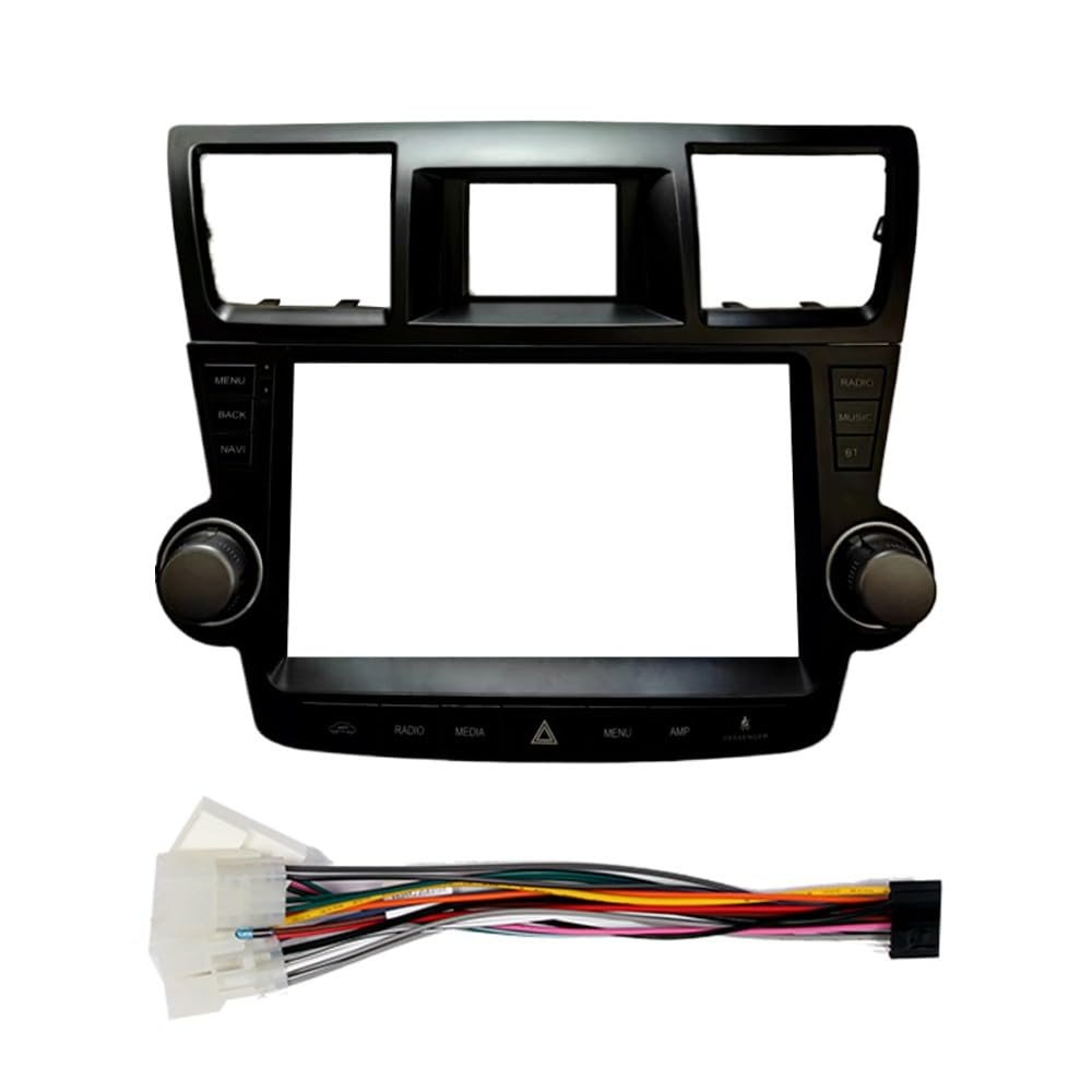 10" Car Radio Frame Bracket Stereo Mounting Frame with Wiring Harness Compatible with Toyota Highlander Kluger 2007 2008 2009 2010 2011 2012 2013 2014