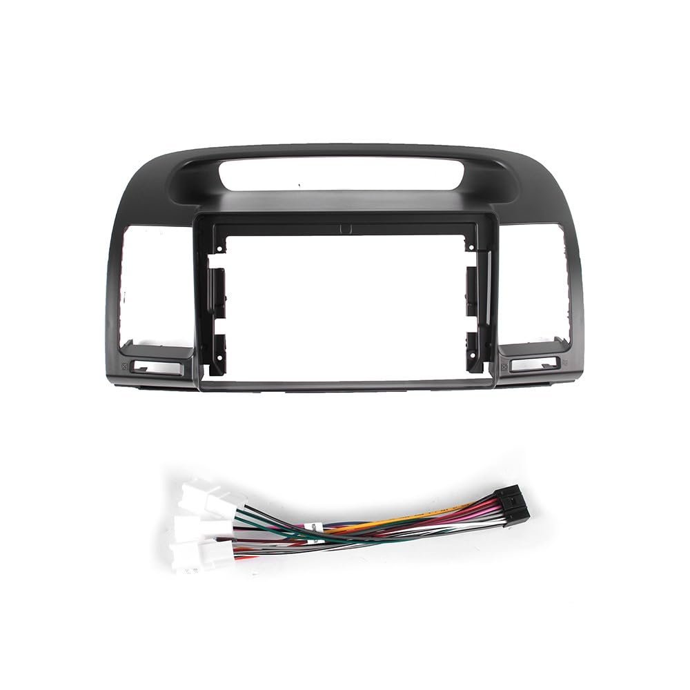 9" Car Radio Frame Bracket Stereo Mounting Frame with Wiring Harness Compatible with Toyota Camry 2000 Wood Grain