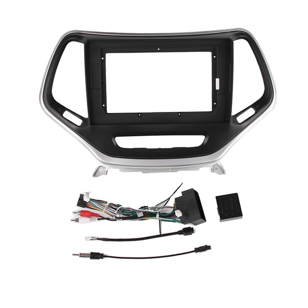 10" Car Radio Frame Bracket Stereo Mounting Frame with Wiring Harness Compatible with Jeep Cherokee 2015 2016 2017 2018 2019