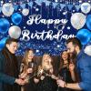 20x10ft Happy Birthday Backdrop, Blue Sliver Birthday Party Backdrop Decorations for Men Women Boys Girls, Welcome Background Sign Theme Party Decorations Indoor Outdoor Photo Studio Props view 3