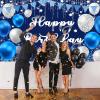 20x10ft Happy Birthday Backdrop, Blue Sliver Birthday Party Backdrop Decorations for Men Women Boys Girls, Welcome Background Sign Theme Party Decorations Indoor Outdoor Photo Studio Props view 4