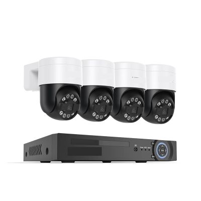 QDVOPHZA 8CH 4K 5MP 8MP CCTV Security Camera System PTZ Home Video Surveillance Kit Outdoor IP Camera Humanoid Detection(4T,4pcs 8MP Camera)