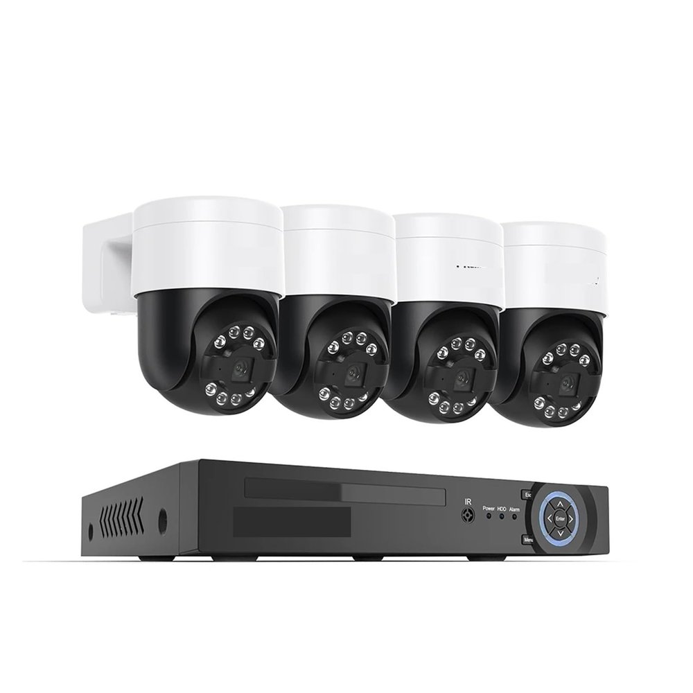QDVOPHZA 8CH 4K 5MP 8MP CCTV Security Camera System PTZ Home Video Surveillance Kit Outdoor IP Camera Humanoid Detection(4T,4pcs 8MP Camera)