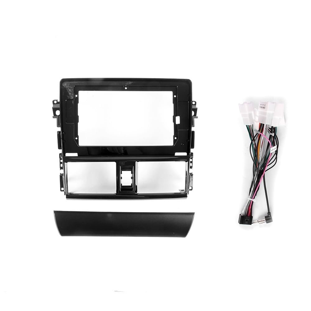 10" Car Radio Frame Bracket Stereo Mounting Frame with Wiring Harness Compatible with Toyota Yaris/Vios 2013 2014 2015 2016