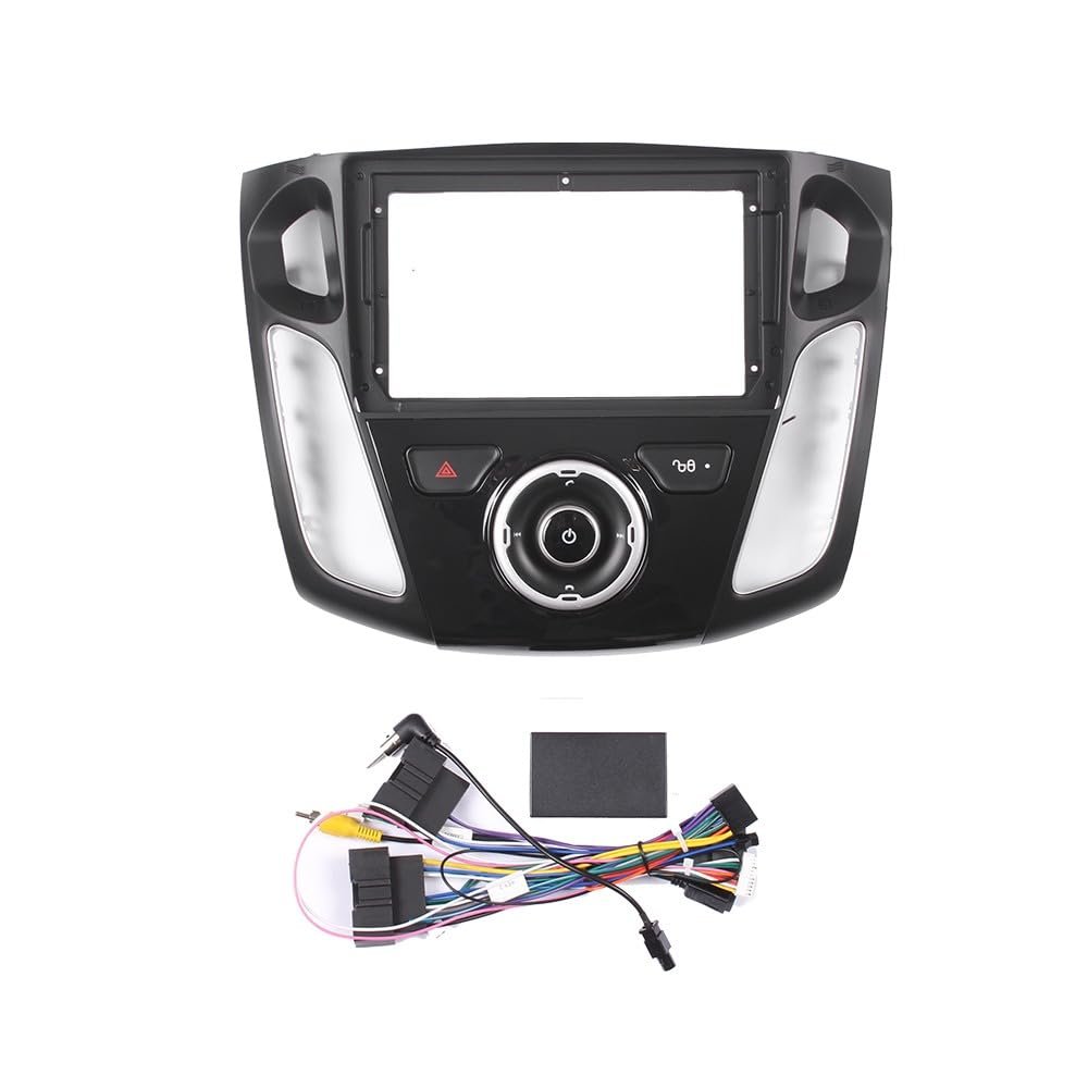 9" Car Radio Frame Bracket Stereo Mounting Frame with Wiring Harness Compatible with Ford Focus 2012 2013 2014 2015 2016 2017Real Button