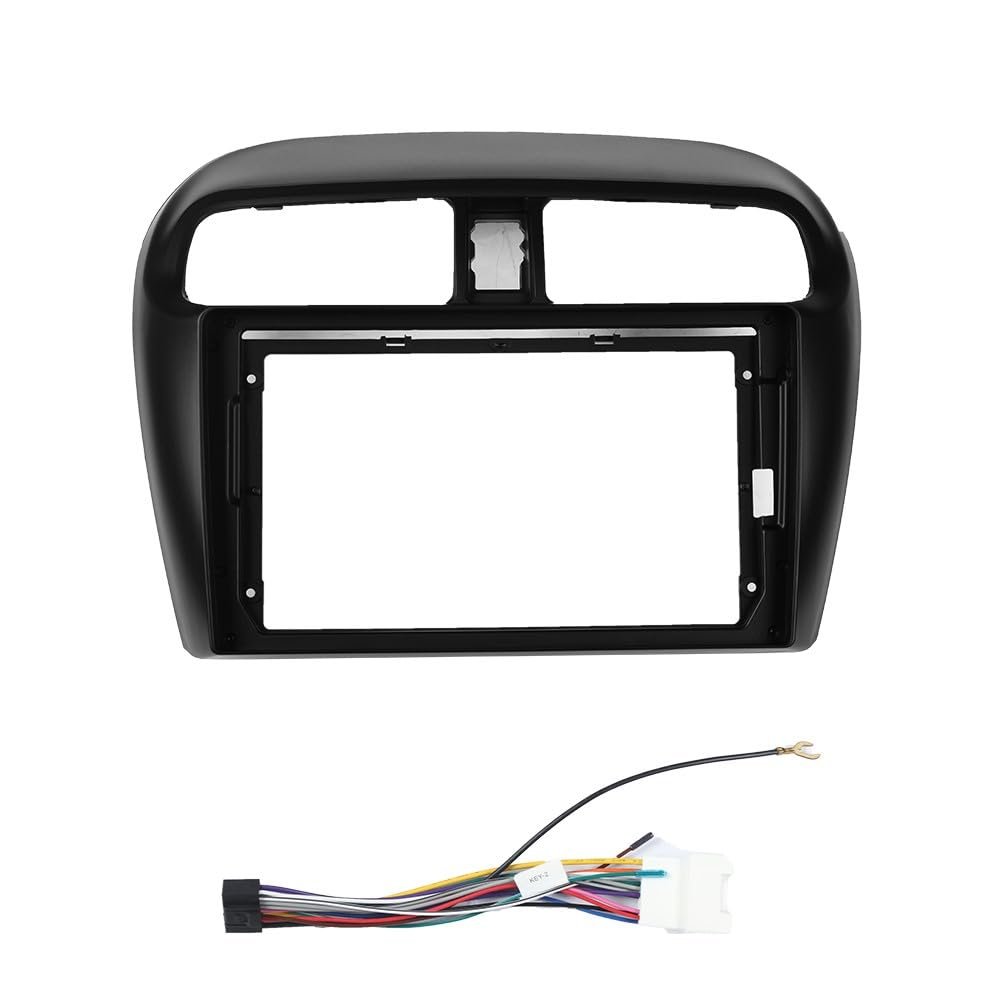 9" Car Radio Frame Bracket Stereo Mounting Frame with Wiring Harness Compatible with Mitsubishi Mirage 2012 2013 2014 2015 2016 2017 2018