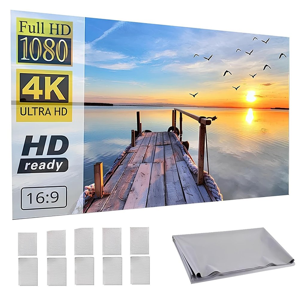 100/120/130inch 16:9 Portable Anti Light Projector Screen for Home Theater, 2.0 Gain, 4K Projection Movie Screen(84inch(16:9))