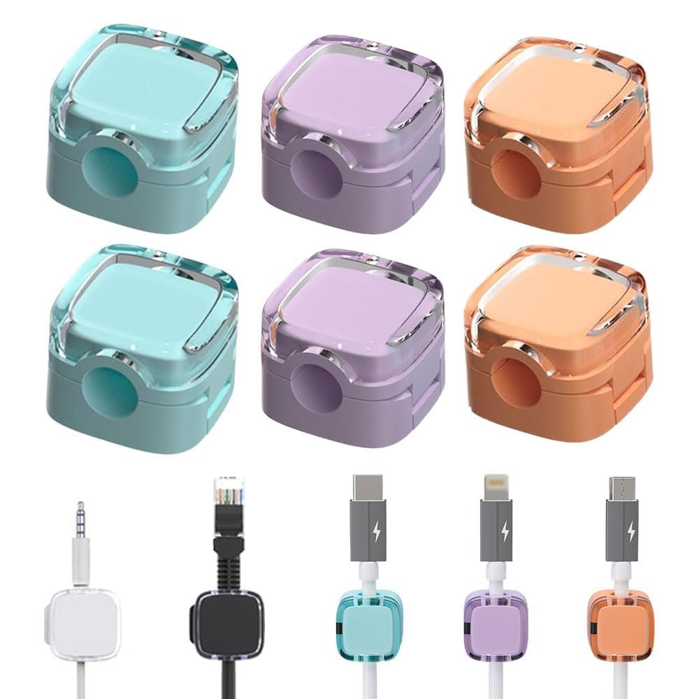 6 Pack Charging Cable Magnetic Cable Organizer Storage Holder, 2026 New Cord Organizer Magnetic Cable Management Clips, Phone USB Charging Cable Storage Holder Strong Adhesive Wire Holder (Colourful)